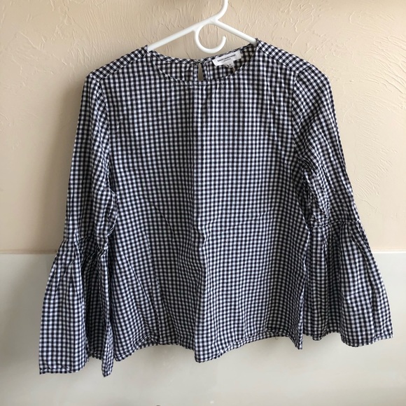 Beachlunchlounge gingham bell sleeve top - Picture 1 of 3